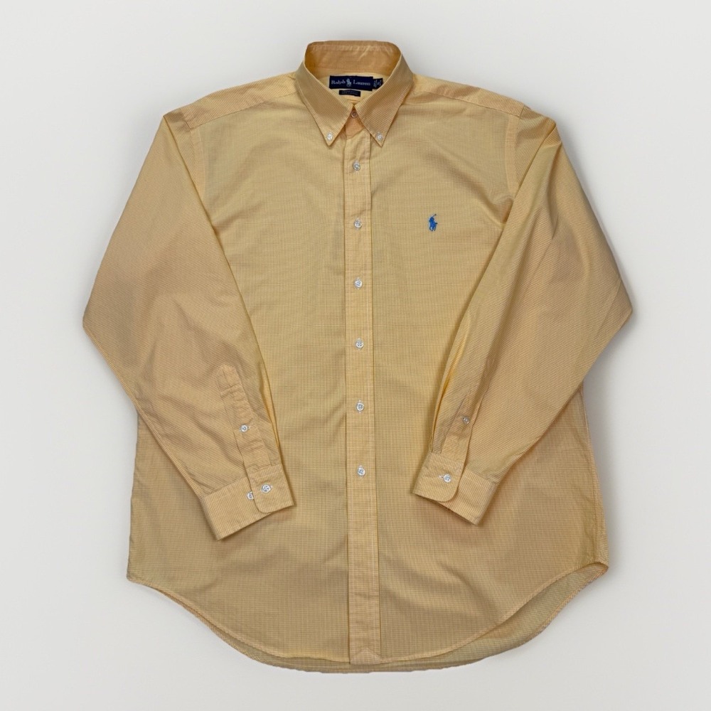 Vintage Ralph Lauren Yarmouth Men's 16‎ 34/35 Yellow Gingham Shirt Hong Kong